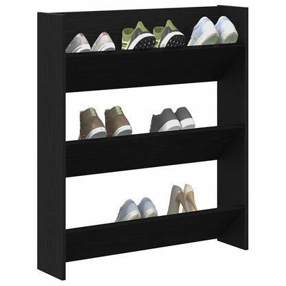 Shoe Cabinet Black Oak 80 x 18 x 90 cm Engineered Wood