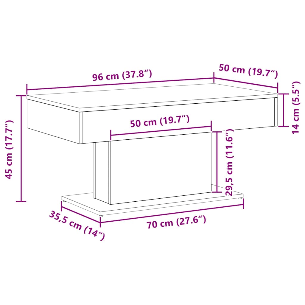 Coffee Table Black Oak 96 x 50 x 45 cm Engineered Wood