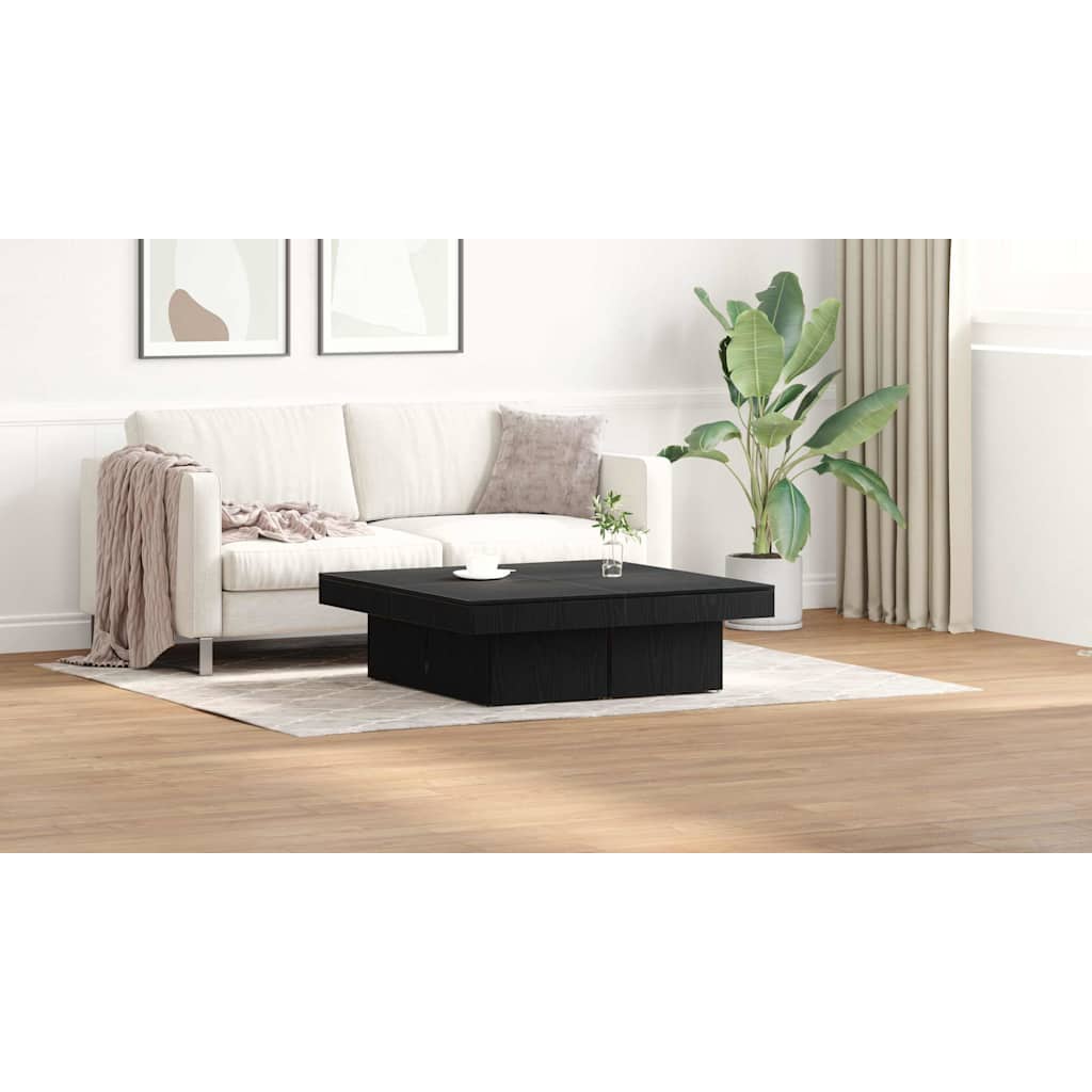 Coffee Table Black Oak 90 x 90 x 28 cm Engineered Wood