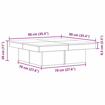 Coffee Table Black Oak 90 x 90 x 28 cm Engineered Wood