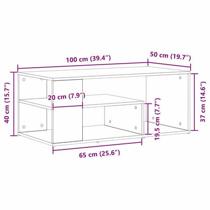 Coffee Table Black Oak 100 x 50 x 40 cm Engineered Wood