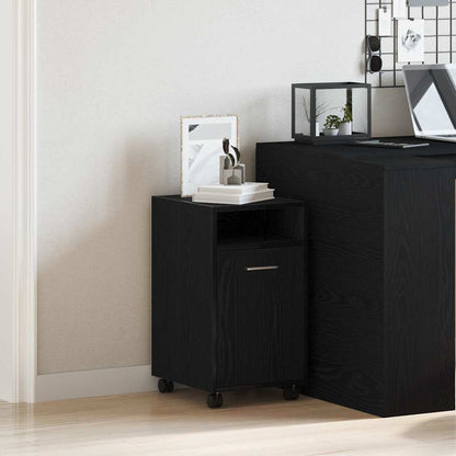 Wheeled Side Cabinet 33 x 38 x 60 cm Engineered Wood Black Oak