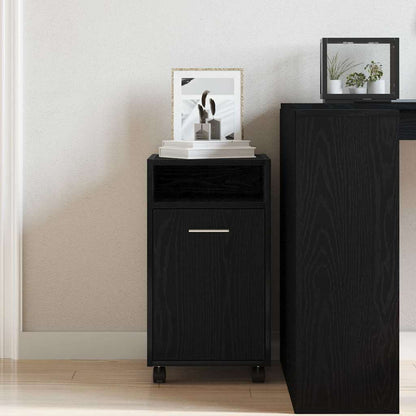 Wheeled Side Cabinet 33 x 38 x 60 cm Engineered Wood Black Oak