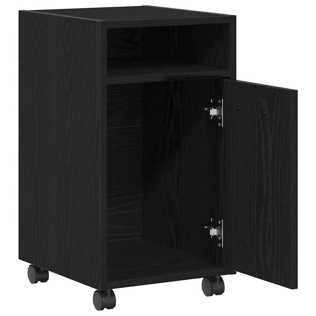Wheeled Side Cabinet 33 x 38 x 60 cm Engineered Wood Black Oak