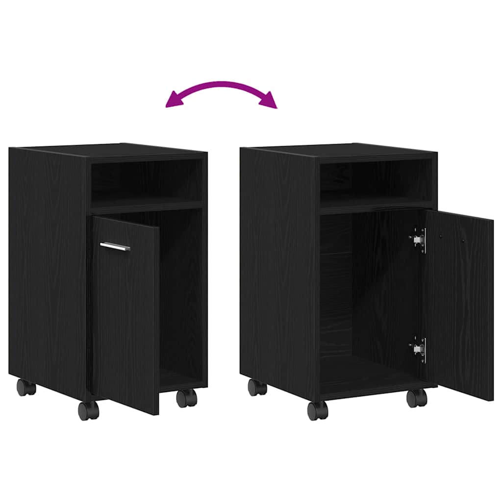 Wheeled Side Cabinet 33 x 38 x 60 cm Engineered Wood Black Oak