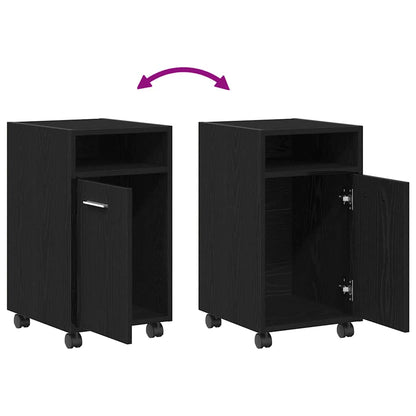 Wheeled Side Cabinet 33 x 38 x 60 cm Engineered Wood Black Oak