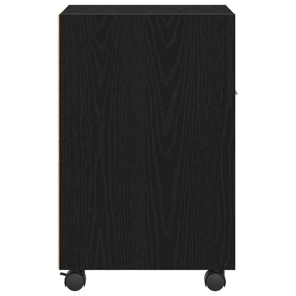 Wheeled Side Cabinet 33 x 38 x 60 cm Engineered Wood Black Oak