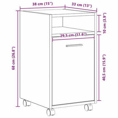 Wheeled Side Cabinet 33 x 38 x 60 cm Engineered Wood Black Oak