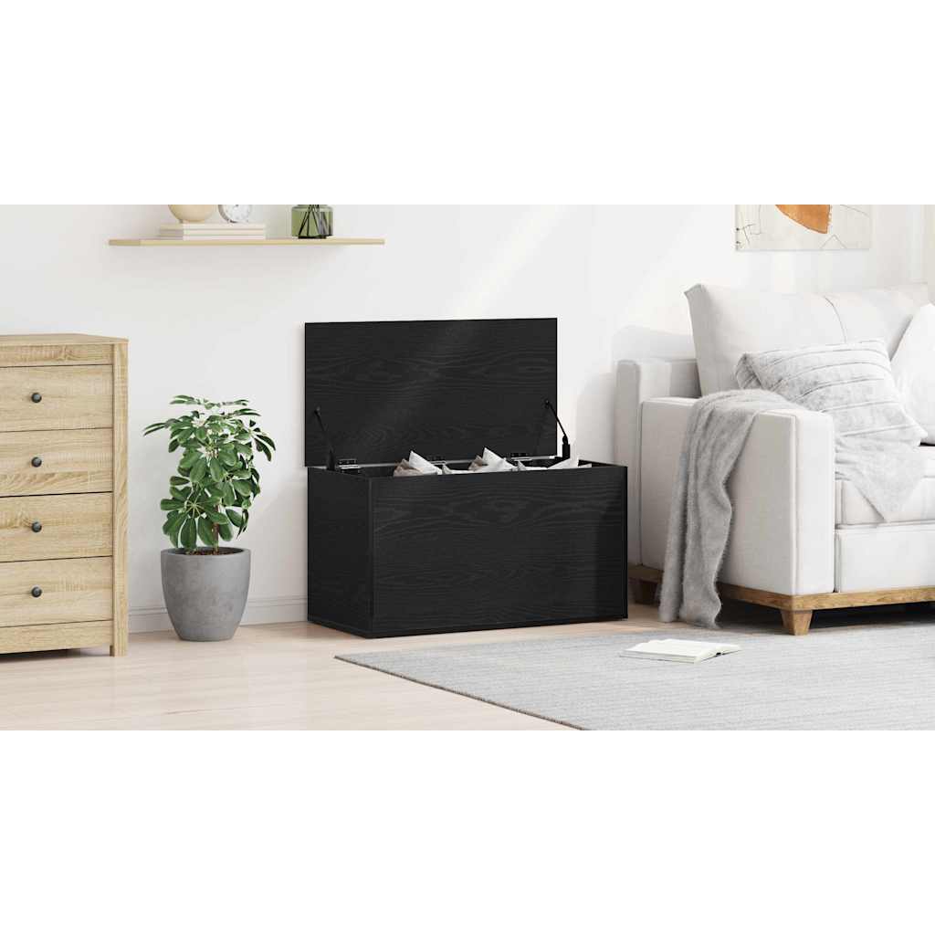 Storage Box Black Oak 84 x 42 x 46 cm Engineered Wood