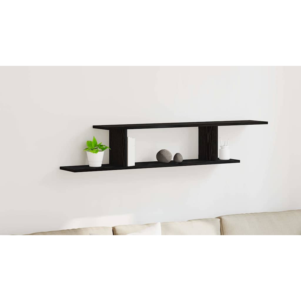 Wall-mounted TV Shelf with Shelf Black Oak 125 x 18 x 23 cm