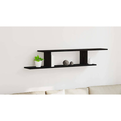 Wall-mounted TV Shelf with Shelf Black Oak 125 x 18 x 23 cm