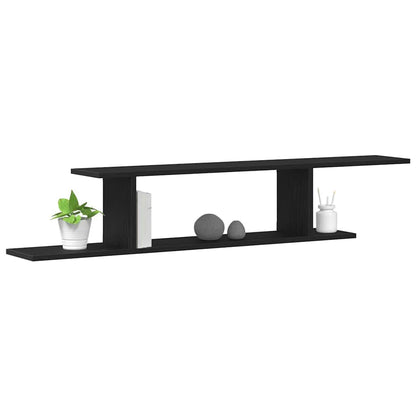 Wall-mounted TV Shelf with Shelf Black Oak 125 x 18 x 23 cm