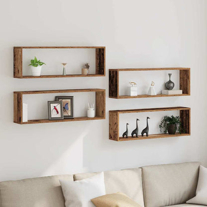 Wall Shelves 4 pcs Old Wood 80 x 15 x 26 cm Engineered Wood