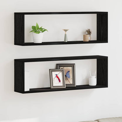 Wall Shelves 2 pcs Black Oak 80 x 15 x 26 cm Engineered Wood