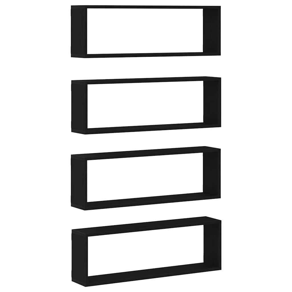 Wall Shelves 4 pcs Black Oak 80 x 15 x 26 cm Engineered Wood