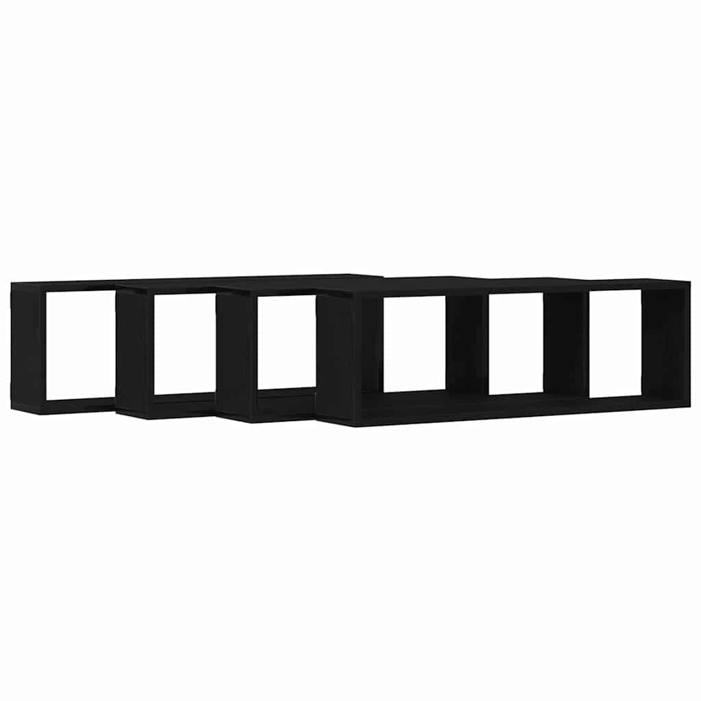 Wall Shelves 4 pcs Black Oak 80 x 15 x 26 cm Engineered Wood