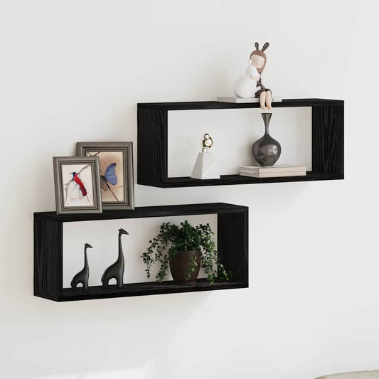 Wall Shelves 2 pcs Black Oak 60 x 15 x 23 cm Engineered Wood