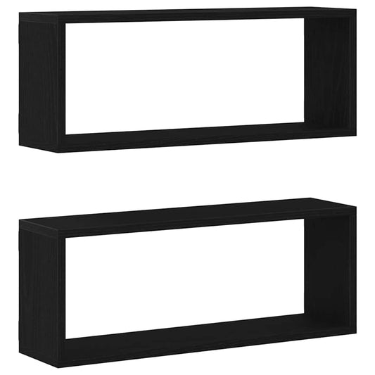 Wall Shelves 2 pcs Black Oak 60 x 15 x 23 cm Engineered Wood