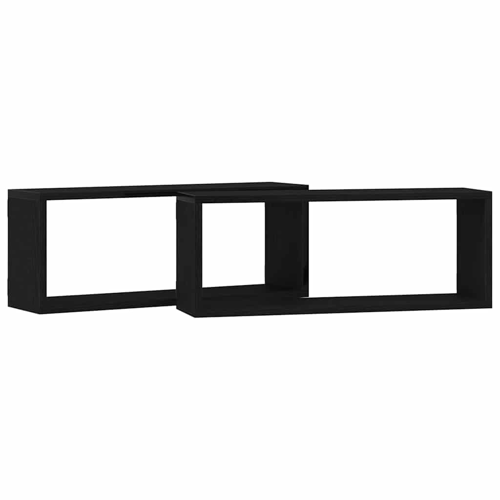 Wall Shelves 2 pcs Black Oak 60 x 15 x 23 cm Engineered Wood
