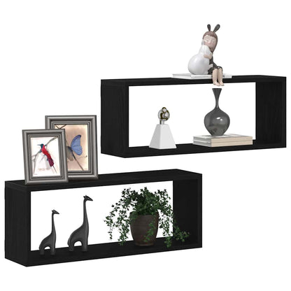 Wall Shelves 2 pcs Black Oak 60 x 15 x 23 cm Engineered Wood