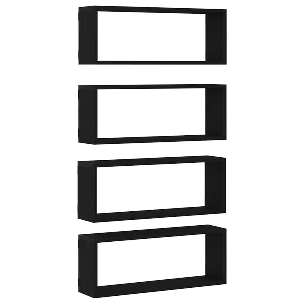 Wall Shelves 4 pcs Black Oak 60 x 15 x 23 cm Engineered Wood