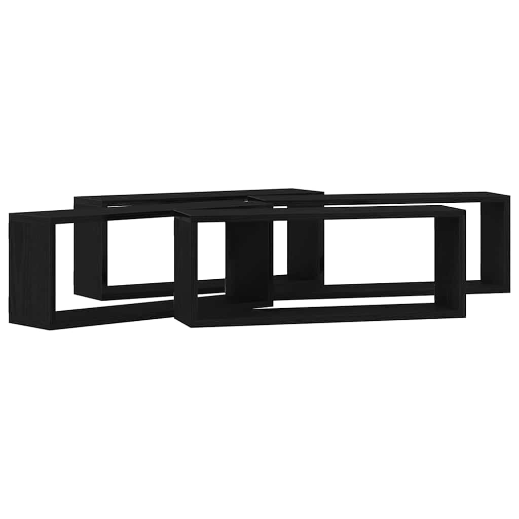 Wall Shelves 4 pcs Black Oak 60 x 15 x 23 cm Engineered Wood