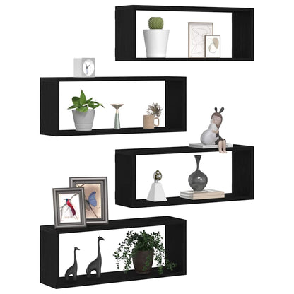 Wall Shelves 4 pcs Black Oak 60 x 15 x 23 cm Engineered Wood