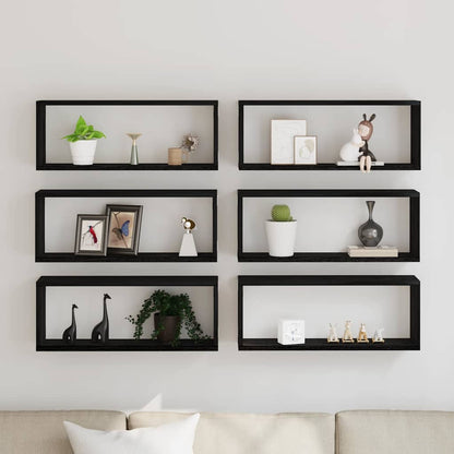 Wall Shelves 6 pcs Black Oak 60 x 15 x 23 cm Engineered Wood