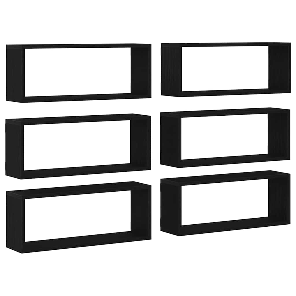 Wall Shelves 6 pcs Black Oak 60 x 15 x 23 cm Engineered Wood