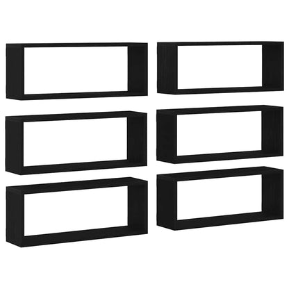 Wall Shelves 6 pcs Black Oak 60 x 15 x 23 cm Engineered Wood
