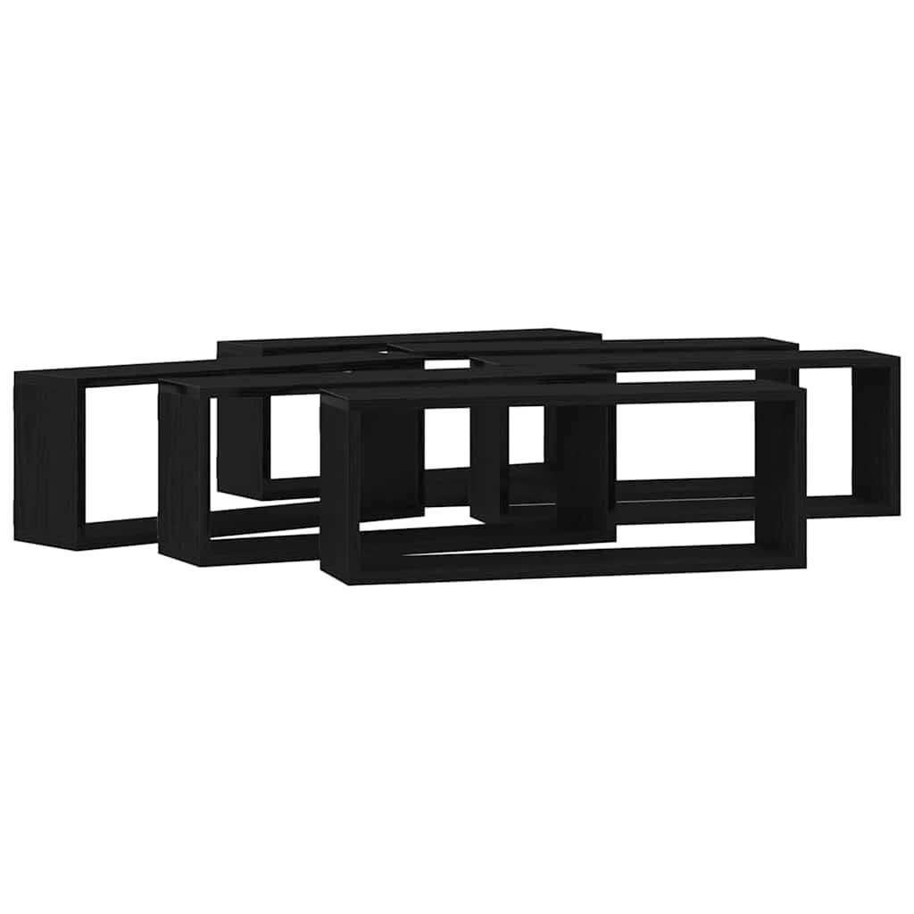 Wall Shelves 6 pcs Black Oak 60 x 15 x 23 cm Engineered Wood