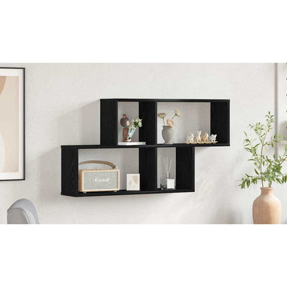 Wall Shelf with Shelf Black Oak 76 x 15 x 53 cm Engineered Wood