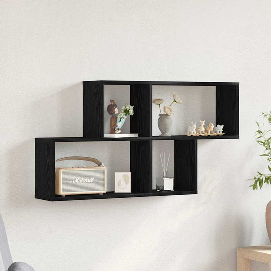 Wall Shelf Wall-Mounted Black Oak 76 x 15 x 53 cm