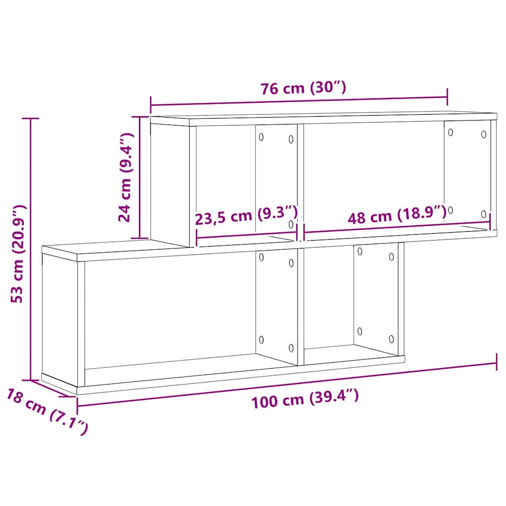 Wall Shelf with Shelf Black Oak 76 x 15 x 53 cm Engineered Wood