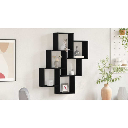 Wall Shelf with Shelf Black Oak 78 x 15 x 93 cm Engineered Wood
