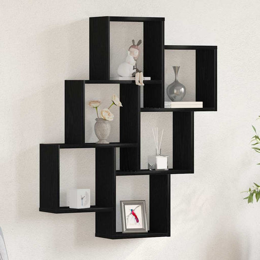 Wall Shelf Wall-Mounted Black Oak 78 x 15 x 93 cm