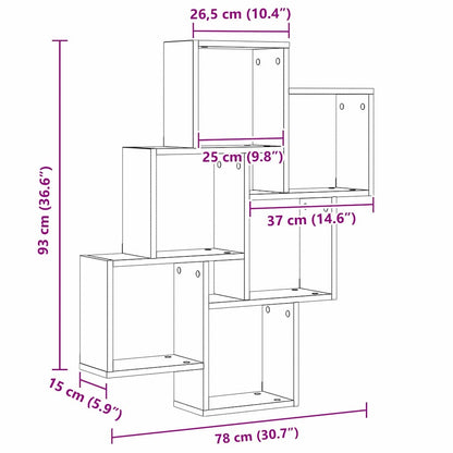 Wall Shelf with Shelf Black Oak 78 x 15 x 93 cm Engineered Wood
