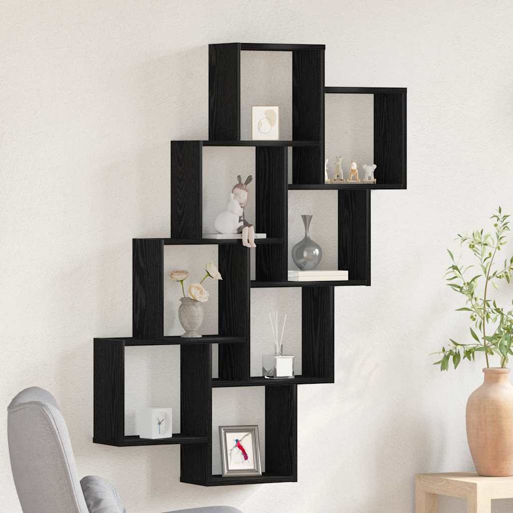 Wall Shelf Wall-Mounted Black Oak 90 x 15 x 119.5 cm