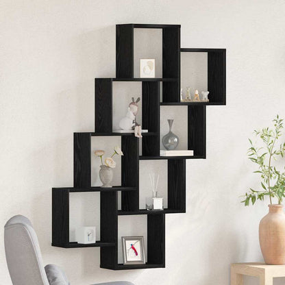 Wall Shelf Wall-Mounted Black Oak 90 x 15 x 119.5 cm