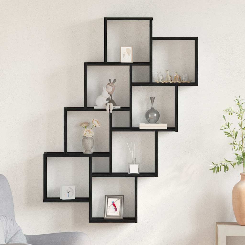 Wall Shelf Black Oak 90 x 15 x 119.5 cm Engineered Wood