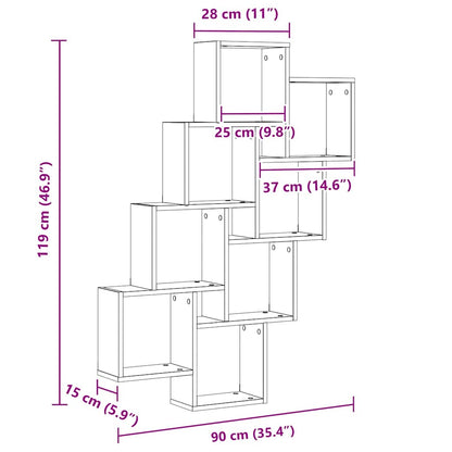 Wall Shelf Black Oak 90 x 15 x 119.5 cm Engineered Wood