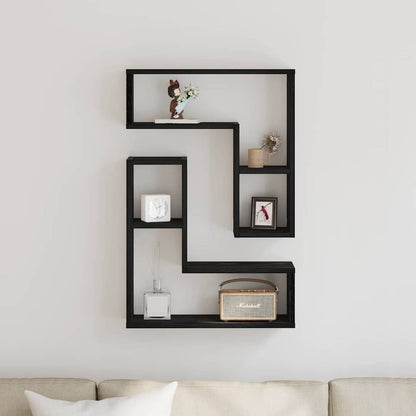 Wall Shelf 2 pcs Black Oak 50 x 15 x 85 cm Engineered Wood