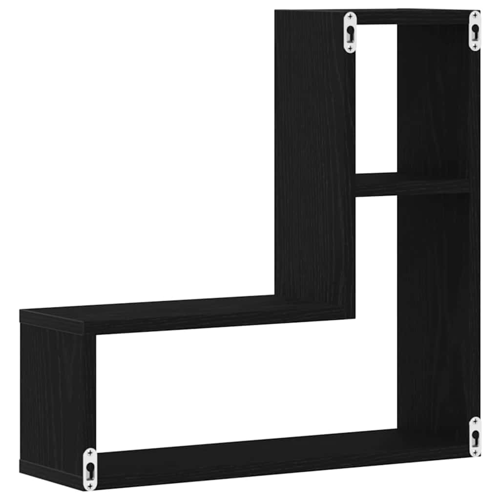 Wall Shelf Wall-Mounted 2 pcs Black Oak 50 x 15 x 85 cm