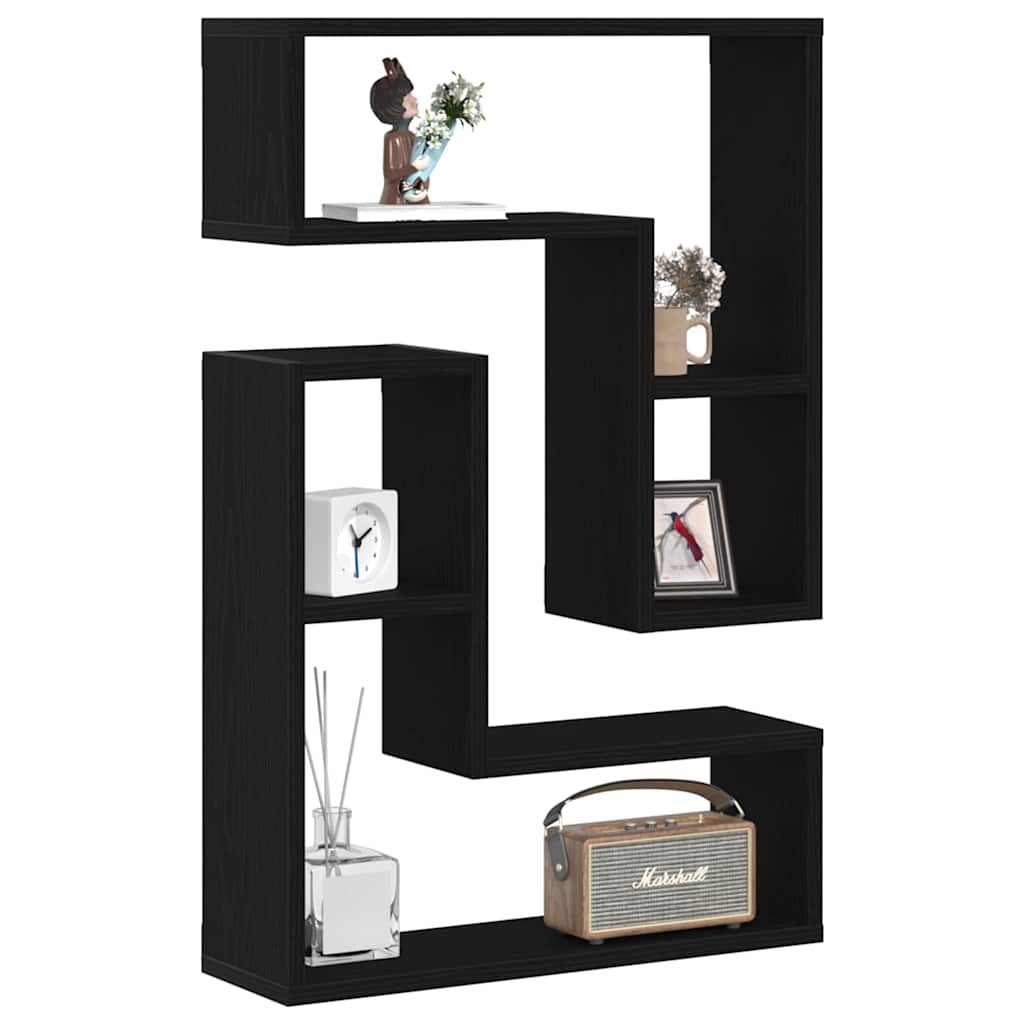 Wall Shelf 2 pcs Black Oak 50 x 15 x 85 cm Engineered Wood
