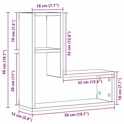Wall Shelf 2 pcs Black Oak 50 x 15 x 85 cm Engineered Wood