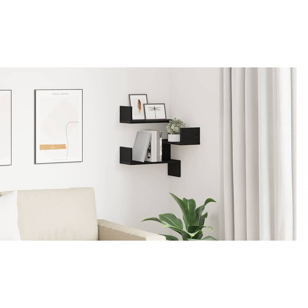 Wall Shelf Black Oak 40 x 40 x 49.5 cm Engineered Wood