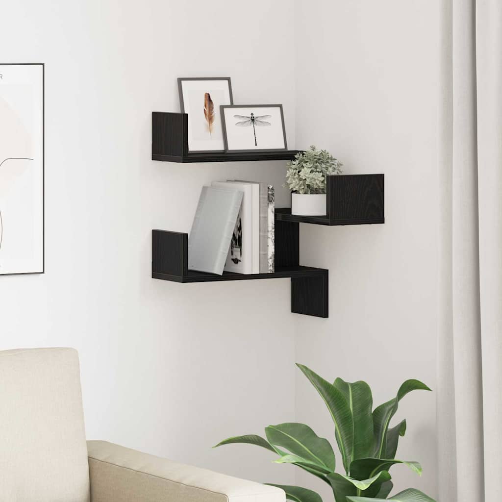Wall Shelf Black Oak 40 x 40 x 49.5 cm Engineered Wood