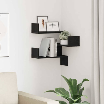 Wall Shelf Black Oak 40 x 40 x 49.5 cm Engineered Wood