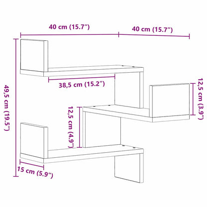 Wall Shelf Black Oak 40 x 40 x 49.5 cm Engineered Wood
