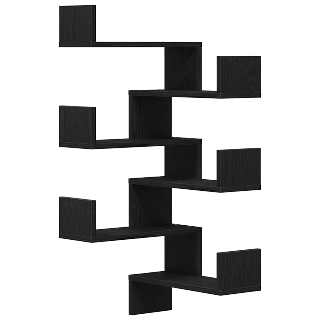 Wall Shelf Wall-Mounted 2 pcs Black Oak 40 x 40 x 49.5 cm